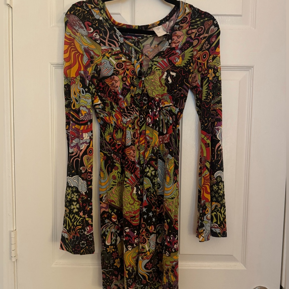 Vintage Trippy Psychedelic Long Sleeved Stretchy Dress Miss Sixty Miss60